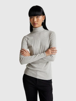 Benetton, Long Sleeve T-shirt With High Neck, size XXS, Light Gray, Women United Colors of Benetton