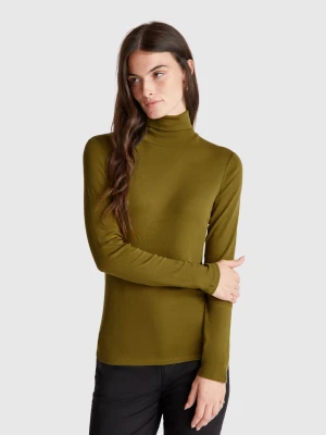 Benetton, Long Sleeve T-shirt With High Neck, size XXS, Military Green, Women United Colors of Benetton