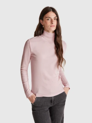 Benetton, Long Sleeve T-shirt With High Neck, size XXS, Soft Pink, Women United Colors of Benetton