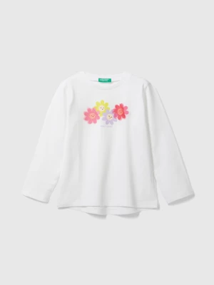 Benetton, Long Sleeve T-shirt With Print, size 110, White, Kids United Colors of Benetton