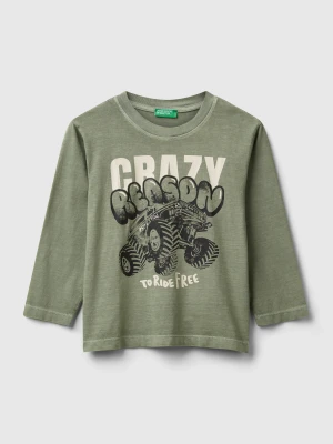 Benetton, Long Sleeve T-shirt With Print, Size: 116, Gray, Kids United Colors of Benetton