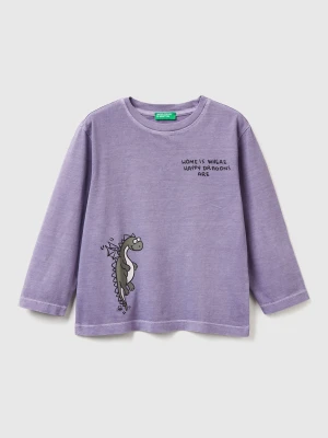 Benetton, Long Sleeve T-shirt With Print, Size: 116, Mauve, Kids United Colors of Benetton