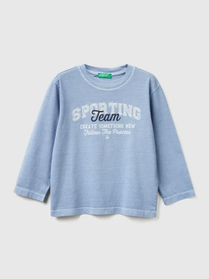 Benetton, Long Sleeve T-shirt With Print, Size: 116, Sky Blue, Kids United Colors of Benetton