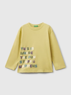 Benetton, Long Sleeve T-shirt With Print, size 116, Yellow, Kids United Colors of Benetton