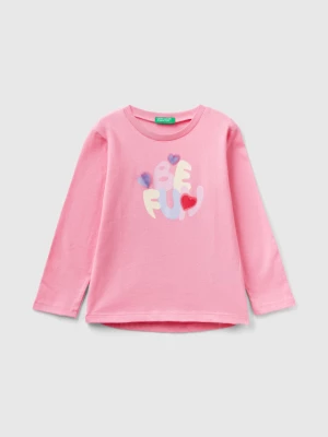 Benetton, Long Sleeve T-shirt With Print, size 90, Pink, Kids United Colors of Benetton