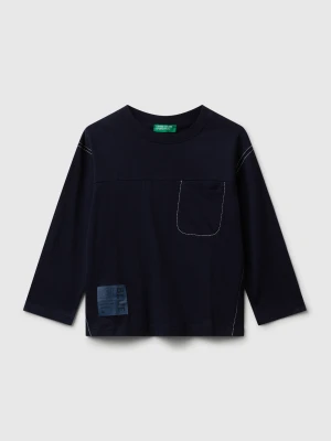 Benetton, Long Sleeve T-shirt With Thick Print, Size: 116, Dark Blue, Kids United Colors of Benetton