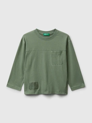 Benetton, Long Sleeve T-shirt With Thick Print, Size: 116, Military Green, Kids United Colors of Benetton