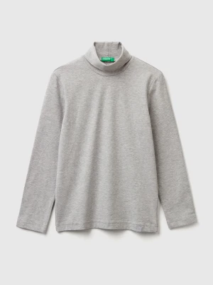 Benetton, Long Sleeve Turtleneck T-shirt, Size: XL, Light Gray, Kids United Colors of Benetton