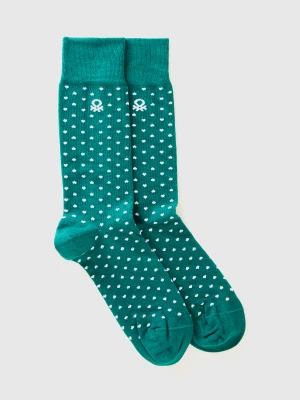 Benetton, Long Socks With Green Hearts, size 36-41, Green, Women United Colors of Benetton