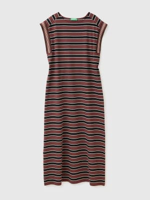 Benetton, Long Striped Dress, Size: XS, Brown, Women United Colors of Benetton