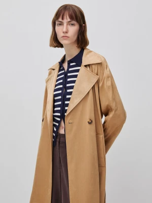 Benetton, Long Suede Trench Coat, Size: XS, Camel, Women United Colors of Benetton