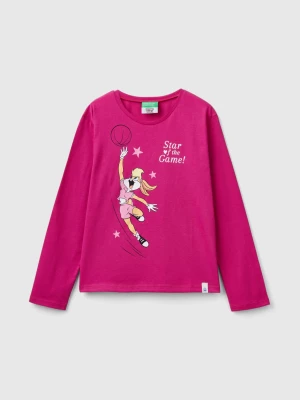 Benetton, ©looney Tunes T-shirt In Warm Organic Cotton, size XL, Fuchsia, Kids United Colors of Benetton