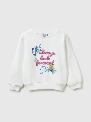 Benetton, Looney Tunes X Olympic Collection Cream Sweatshirt, Size: 116, Creamy White, Kids United Colors of Benetton