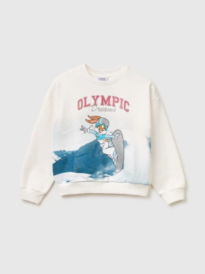 Benetton, Looney Tunes X Olympic Collection Cream Sweatshirt, Size: XL, Creamy White, Kids United Colors of Benetton
