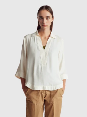 Benetton, Loose 100% Viscose Blouse, Size: XXS, Creamy White, Women United Colors of Benetton