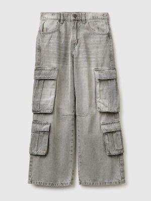 Benetton, Loose Fit Jeans With Pockets, Size: XL, Light Gray, Kids United Colors of Benetton