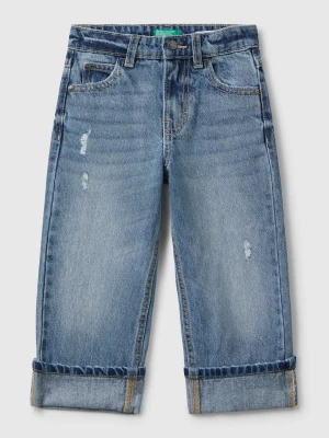 Benetton, Loose Fit Jeans With Roll-up, Size: 116, Blue, Kids United Colors of Benetton