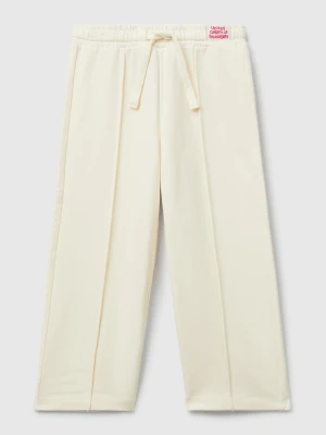 Benetton, Loose Fit Sweatpants, Size: 116, Creamy White, Kids United Colors of Benetton