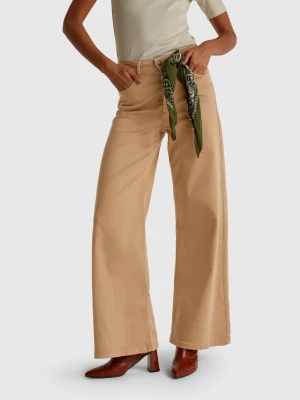 Benetton, Loose Fit Trousers, size 34, Camel, Women United Colors of Benetton