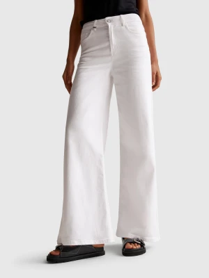 Benetton, Loose Fit Trousers, size 34, White, Women United Colors of Benetton