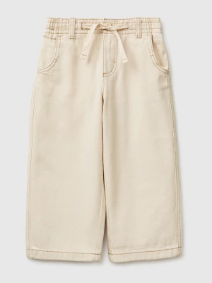 Benetton, Loose-fit Trousers With Drawstring, Size: 116, Creamy White, Kids United Colors of Benetton