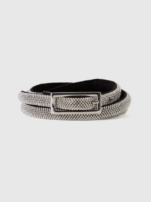 Benetton, Low-hanging Belt With Rhinestones, size XS, Silver, Women United Colors of Benetton