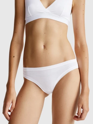 Benetton, Low Rise Underwear In Super Stretch Cotton, size OS, White, Women United Colors of Benetton