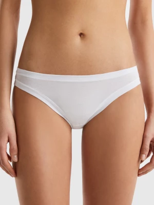 Benetton, Low Rise Underwear In Super Stretch Organic Cotton, size OS, White, Women United Colors of Benetton