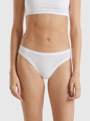 Benetton, Low Rise Underwear In Super Stretch Organic Cotton, size OS, White, Women United Colors of Benetton