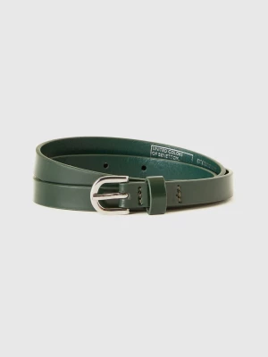 Benetton, Low Synthetic Patent Leather Belt, size L, Dark Green, Women United Colors of Benetton