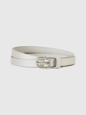 Benetton, Low Synthetic Patent Leather Belt, size XL, Silver, Women United Colors of Benetton