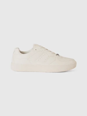 Benetton, Low-top Sneakers In Imitation Leather, size 41, Creamy White, Men United Colors of Benetton