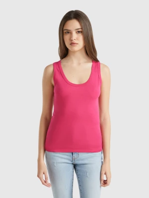 Benetton, Magenta Pure Cotton Tank Top, size XXS, Strawberry, Women United Colors of Benetton