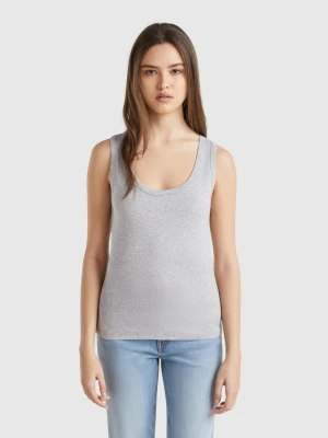 Benetton, Marl Gray Tank Top In Pure Cotton, size XXS, Light Gray, Women United Colors of Benetton