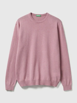 Benetton, Marl Pink Crew Neck Sweater In Pure Merino Wool, Size: XS, Pastel Pink, Men United Colors of Benetton