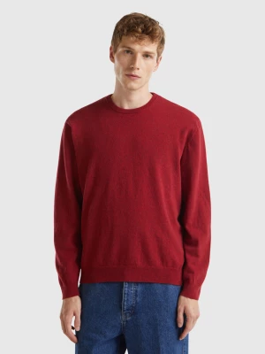 Benetton, Marl Red Crew Neck Sweater In Pure Merino Wool, size M, Red, Men United Colors of Benetton