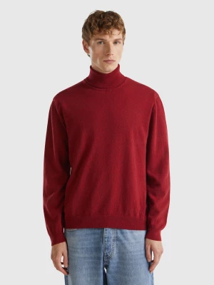 Benetton, Marl Red Turtleneck In Pure Merino Wool, size XS, Red, Men United Colors of Benetton