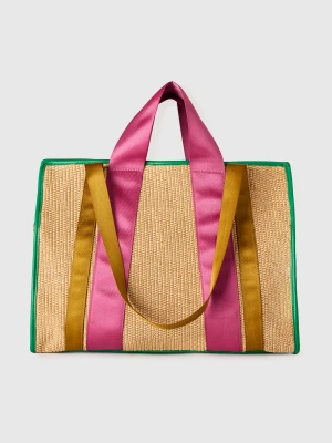 Benetton, Maxi Tote Bag In Raffia, Size: OS, Camel, Women United Colors of Benetton