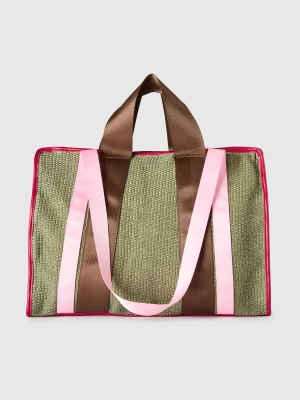 Benetton, Maxi Tote Bag In Raffia, Size: OS, Women United Colors of Benetton