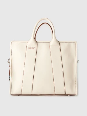 Benetton, Maxi Tote Bag, Size: OS, Creamy White, Women United Colors of Benetton