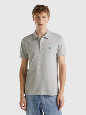 Benetton, Melange Gray Slim Fit Polo, size L, Light Gray, Men United Colors of Benetton