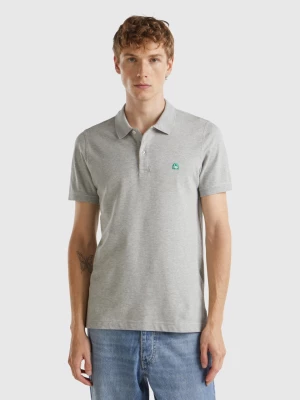 Benetton, Melange Gray Slim Fit Polo, size S, Light Gray, Men United Colors of Benetton