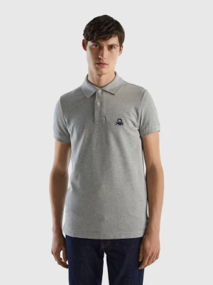 Benetton, Mélange Gray Slim Fit Polo, size XXL, Light Gray, Men United Colors of Benetton