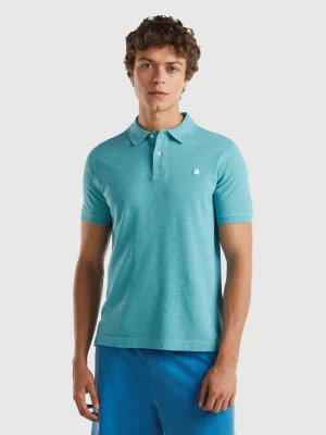 Benetton, Melange Polo Shirt In Organic Cotton, size L, Aqua, Men United Colors of Benetton