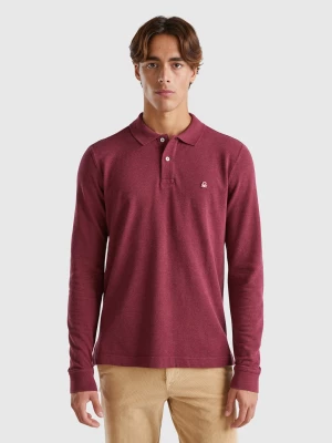 Benetton, Melange Polo Shirt In Organic Cotton, size XL, Burgundy, Men United Colors of Benetton