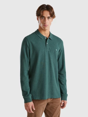 Benetton, Melange Polo Shirt In Organic Cotton, size XS, Dark Green, Men United Colors of Benetton