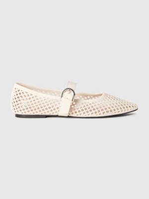 Benetton, Mesh Flats, size 41, Creamy White, Women United Colors of Benetton