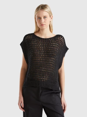 Benetton, Mesh Vest With Lurex, size S, Black, Women United Colors of Benetton