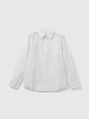Benetton, Micro Pattern Shirt, size S, White, Kids United Colors of Benetton