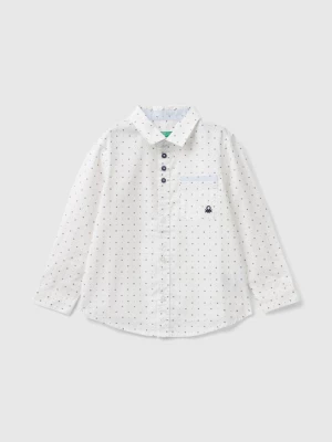 Benetton, Micro Patterned Shirt With Pocket, size 116, White, Kids United Colors of Benetton